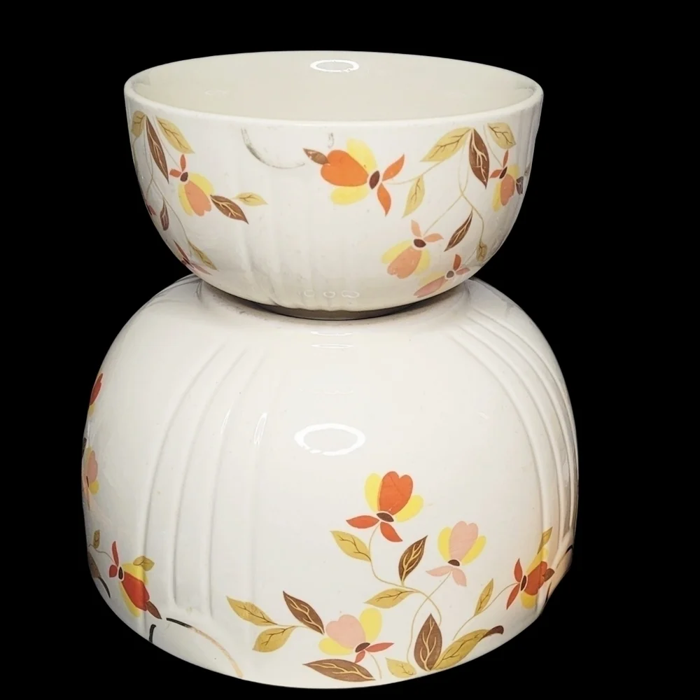 2 Vintage Hall Jewel Tea Autumn Leaf Nesting Bowls 9